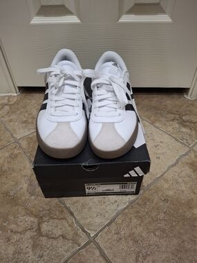 Adidas Samba-Style White Sneakers with Black Stripes VL Court 3.0